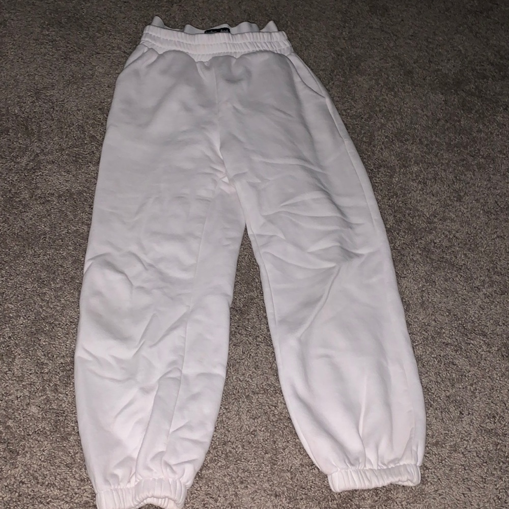 white sweatpants - small